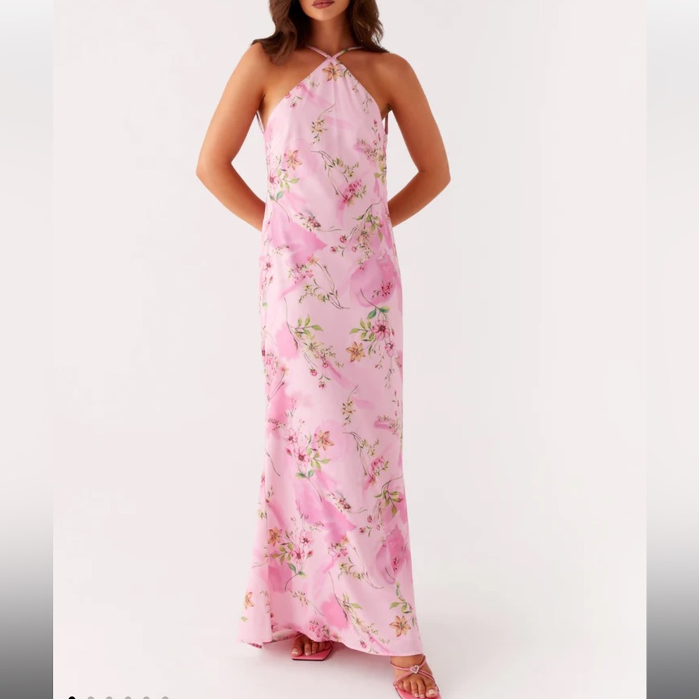 Peppermayo Pascal Floral Pink Halter Maxi Dress